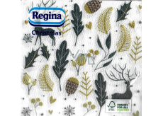 Regina Papierservietten 1lagig 33 x 33 cm 20 Stück Weihnachten Gold und schwarze Blätter