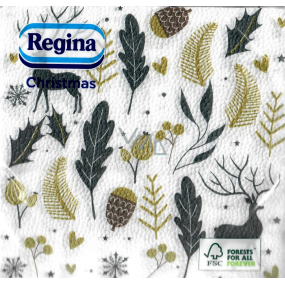 Regina Papierservietten 1lagig 33 x 33 cm 20 Stück Weihnachten Gold und schwarze Blätter
