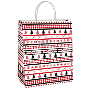 Ditipo Geschenkpapier Tasche 18 x 8 x 24 cm Weihnachten rot und schwarz Bäume
