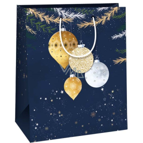 Ditipo Geschenkpapiertüte 26,4 x 13,6 x 32,7 cm Weihnachtsblau mit Fläschchen