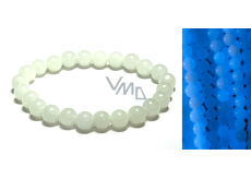 Jade Luminois Light Phosphoreszierend, blaues Leuchten im Dunkeln, Armband elastisch Naturstein, Perle 8 mm / 16 - 17 cm