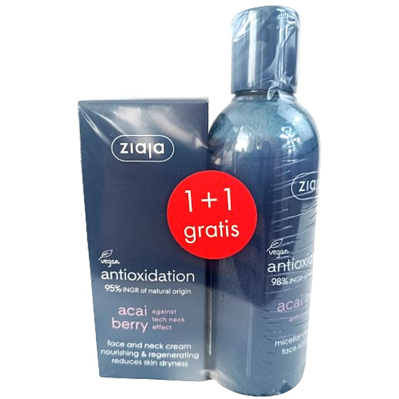 Ziaja Acai Berry nährende Regenerationscreme für Gesicht und Hals 50 ml + Acai Berry mizellares Gesichtsgel Peeling 200 ml, Duopack