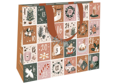 Nekupto Geschenkpapierbeutel mit Prägung 30 x 23 x 12 cm Weihnachts-Adventskalender