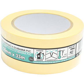 Mako Abdeck-Bau-PVC-Klebeband, Stuckateur, haftet 6 Wochen, Breite 50 mm, Länge 33 m