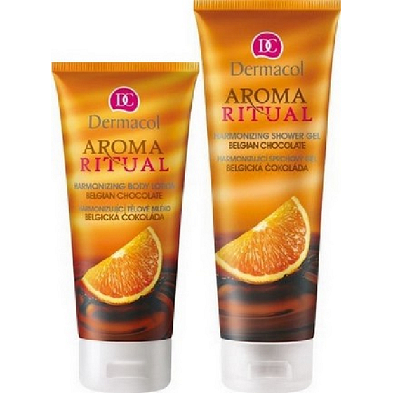 Dermacol Aroma Ritual Belgische Schokoladen Harmonisierende Körpermilch 200 ml + Duschgel 250 ml, Kosmetikset