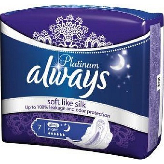 Immer Platinum Ultra Night Damenbinden mit Flügeln 7 Stück