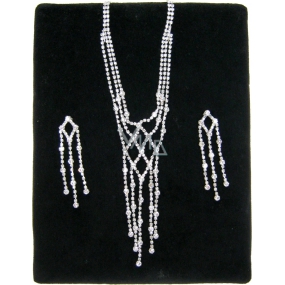 Halskette Silber Strass mit Steinen 38 cm + Ohrringe 1 Paar