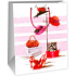 Ditipo Geschenk Papiertüte 26,4 x 13,6 x 32,7 cm weiß rosa - Hüte