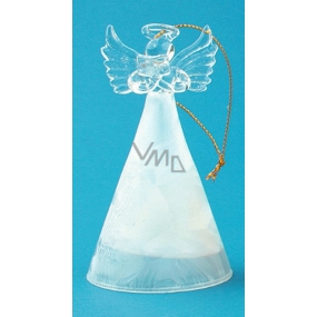 Glas Engel mit farbigem Rock weiß 10 cm