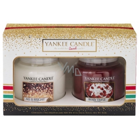 Yankee Candle All Is Bright + Berry Trifle - Fruchtdessert mit Vanillecreme Duftkerze Classic Medium Glass 2 x 411 g, Weihnachtsgeschenkset