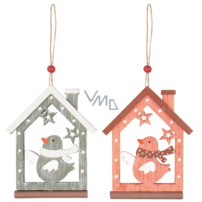 Holzhaus mit Vogel, zum Aufhängen 8 cm 1 Stück