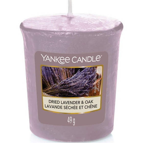 Yankee Candle Dried Lavender & Oak - Getrockneter Lavendel und Eiche Duftkerze Votiv 49 g