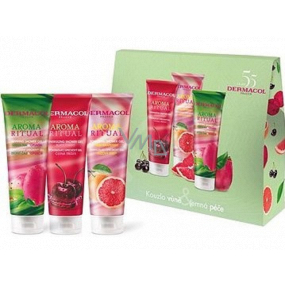 Dermacol Aroma Ritual Black Cherry Duschgel 250 ml + Pink Grapefruit Duschgel 250 ml + Grüner Tee und Kaktusfeige Duschgel 250 ml, Kosmetikset