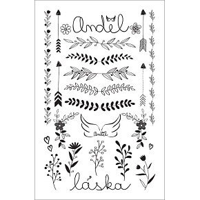 Tattoo-Aufkleber Love/Angel schwarz 13 x 8,5 cm