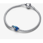 Charme Sterling Silber 925 Metallic blau Gecko wechselnde Farbe, Perle auf Armband Tier