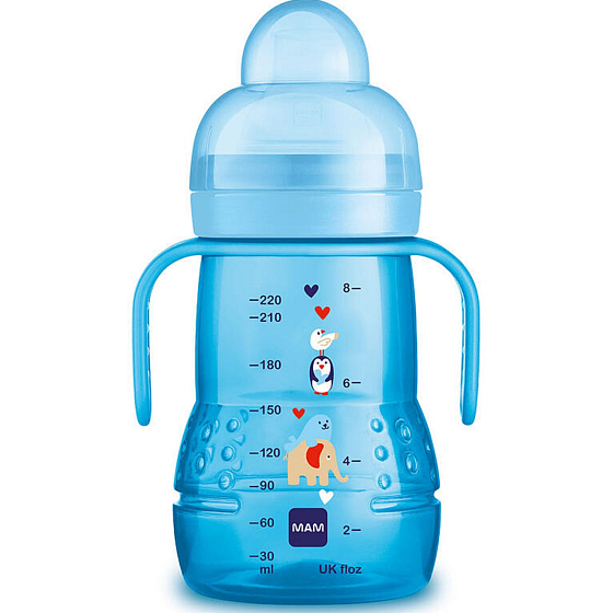 Mam Trainer Flasche für den einfachen Übergang vom Stillen oder der Flasche zum Becher 4+ Monate Blau 220 ml