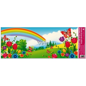 Fensterfolie ohne Kleber Landschaft mit Regenbogen und Tulpe 60 x 22,5 cm 1 Stück