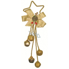 Fünf Glocken mit Dekor auf einem Sternmetallgold zum Aufhängen von 32 cm