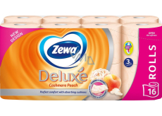 Zewa Deluxe Aqua Tube Kaschmir Pfirsich parfümiertes Toilettenpapier 3-lagig 150 Stück 16 Stück, Rolle, die abgewaschen werden kann