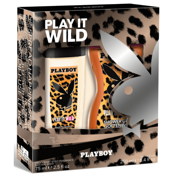 Playboy Play It Wild für Sie Parfüm Deo Glas 75 ml + Duschgel 250 ml, Kosmetikset