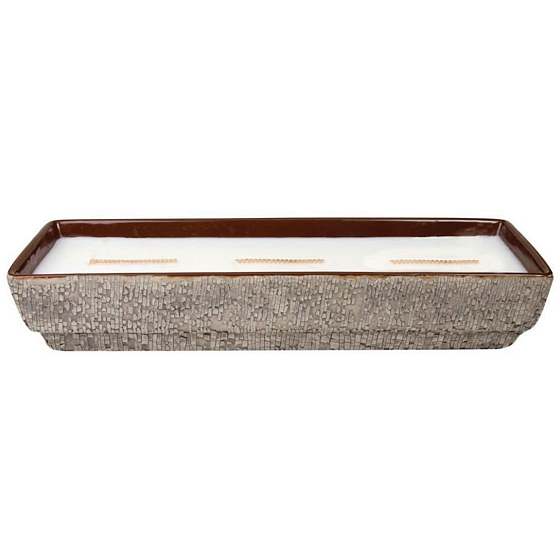 WoodWick Fireplace Fireside - Kamin Duftkerze Keramik Medium Soja Wachs 3 Dochte 43 x 14 x 7 cm