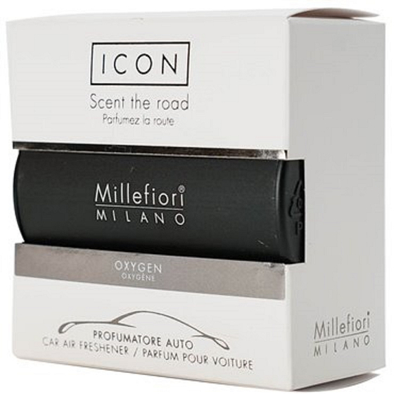 Millefiori Milano Icon Oxygen - Sauerstoff-Autoduft Klassisches Schwarz riecht bis zu 2 Monaten 47 g