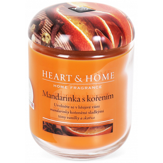 Heart & Home Mandarine mit Gewürzen Große Kerze mit Sojaduft brennt bis zu 70 Stunden 340 g