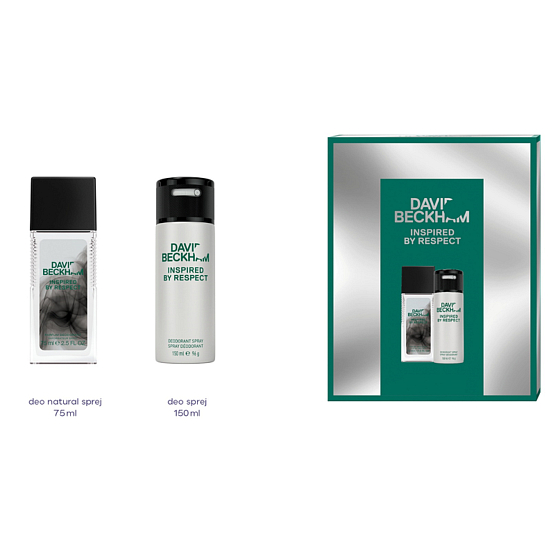 David Beckham Inspiriert von Respect parfümiertem Deodorantglas 75 ml + Deodorant Spray 150 ml Kosmetikset für Männer