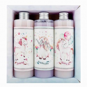Bohemia Gifts Unicorn XL Duschgel 250 ml + Haarshampoo 250 ml + Badeschaum 250 ml, für Kinder Kosmetikset