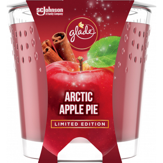Glade Arctic Apple Pie mit dem Duft von nach Apfel, Zimt und Muskatnuss duftenden Kerzen in einem Glas, Brenndauer bis zu 32 Stunden 129 g