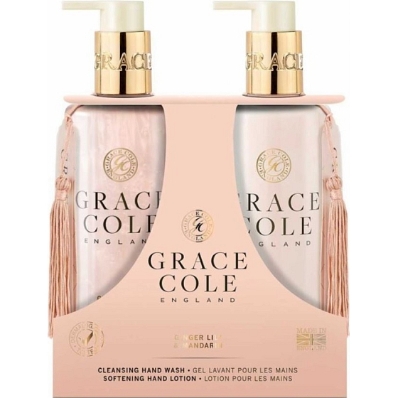 Grace Cole Ginger Lily & Mandarin - Ingwerlilie und Mandarine flüssige Handseife 300 ml + sanfte Handlotion 300 ml, Kosmetikset für Frauen