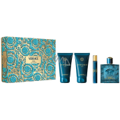 Versace Eros Eau de Parfum 100 ml + Duschgel 75 ml + Aftershave-Balsam 75 ml + Eau de Parfum 10 ml Miniatur, Geschenkset für Männer