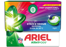Ariel All in 1 Pods Color gelové kapsle na barevné prádlo 12 kusů