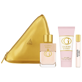 Guess Iconic Parfum Wasser 100 ml + Reise Parfum Wasser 15 ml + Körperlotion 100 ml + Kosmetiktasche, Geschenkset für Frauen