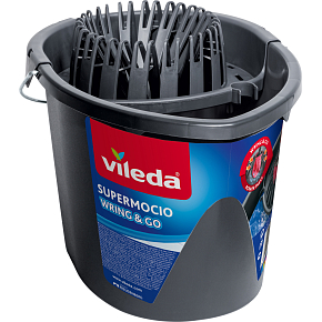 Vileda SuperMocio Wring and Go Eimer mit Moppschleuder, 1 Stück