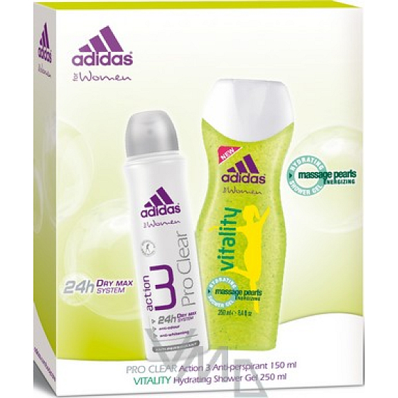 Adidas Action 3 Pro Clear Antitranspirant Deodorant Spray 150 ml + Duschgel 250 ml, Kosmetikset