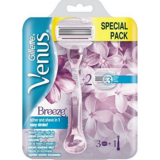 Gillette Venus Breeze 2 in 1 Rasierer + Ersatzscherkopf 3 Klingen 3 Stück, für Damen