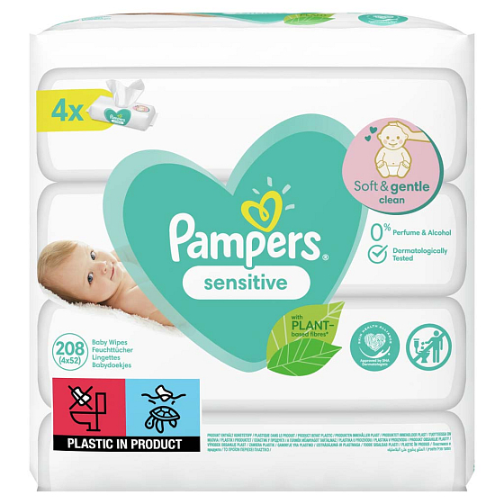 Verwöhnt empfindliche Feuchttücher für Kinder 4 x 52 Stück