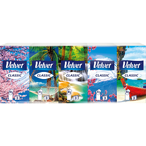 Velvet Classic 3-lagige Papiertaschentücher, 10× 10 Stk