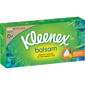 Kleenex Balsam 3-lagige Papiertaschentücher in der Box, 64 Stk.