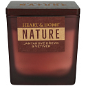 Heart & Home Nature Bernstein Holz und Vetiver Duftkerze großes Glas, Brenndauer bis zu 40 Stunden 210 g