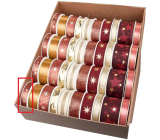 Ditipo Fabric Weihnachtsband mit Draht Rot-Kupfer mit goldenen Sternen 4 m x 15 mm
