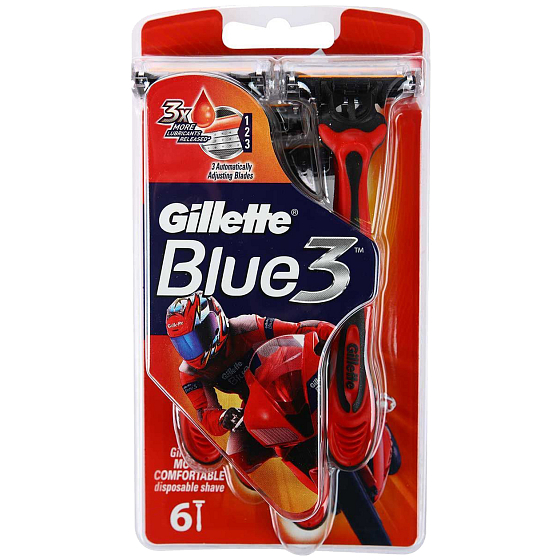 Gillette Blue 3 Special Edition Rasierer rot 3 Klingen für Herren 6 Stück