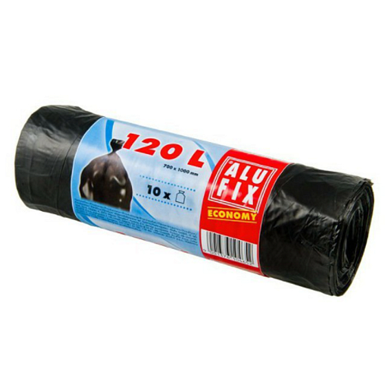 Alufix Economy Müllsäcke schwarz, 17µ, 120 Liter, 70 x 100 cm, 10 Stück