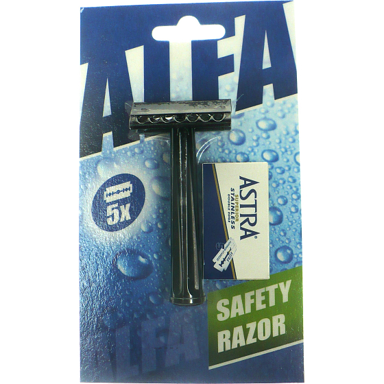 Alfa Classic doppelseitiges Rasiermesser + Astra Rasierklingen 5 Stück