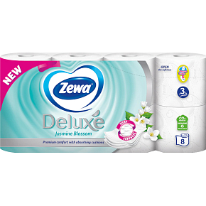 Zewa Deluxe Jasmine Blossom 3-lagiges Toilettenpapier, 8 Rollen, 19,3 m Rolle Zewa Deluxe Jasmine Blossom 3-lagiges Toilettenpapier, 8 Rollen, 19,3 m Rolle