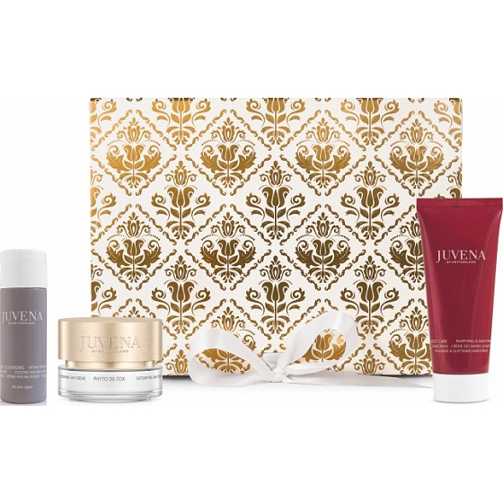 Juvena Moisture Cream Reichhaltige Ganztagescreme 50 ml + Verwöhnende und glättende Handcreme 100 ml + Cleansing Lifting Peeling Puder Peeling 20 g, Kosmetikset