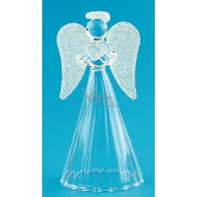 Glas Engel mit weißen Flügeln stehend 9 cm