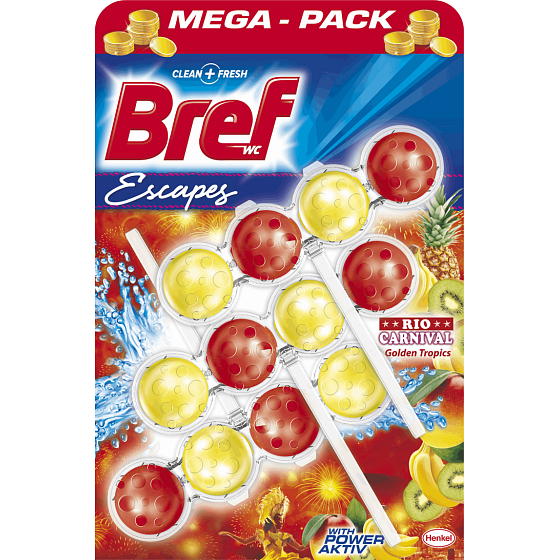Bref Escapes Power Active 4 Formel Rio Karneval Golden Tropics WC-Block 3 x 50 g