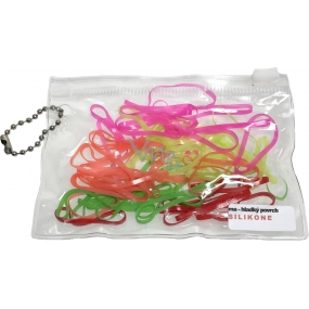 Haarband Silikon gelb, orange, pink, rot, grün Mix neon etue 10,5 x 7 cm